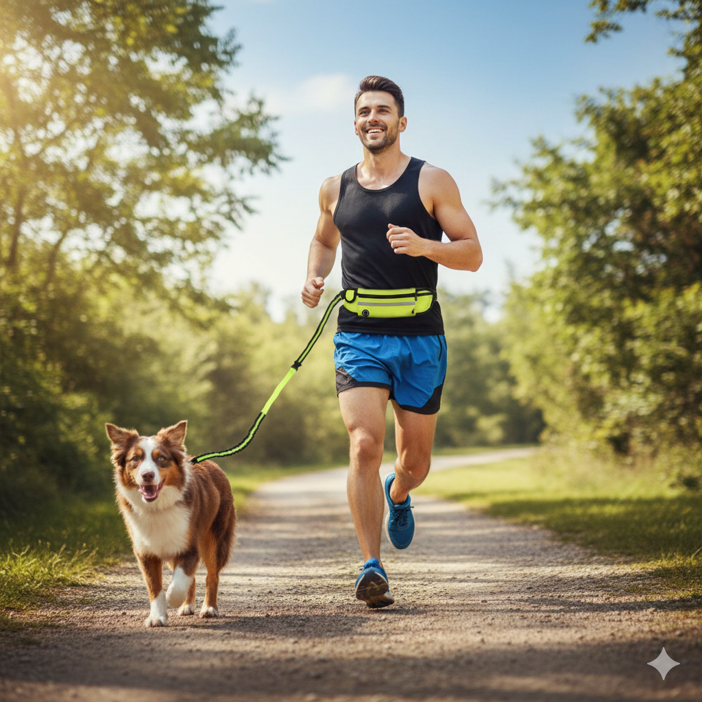 Premium Jogging-Leine mit Bauchgurt – Freihändiges Training für Sie & Ihren Buddy