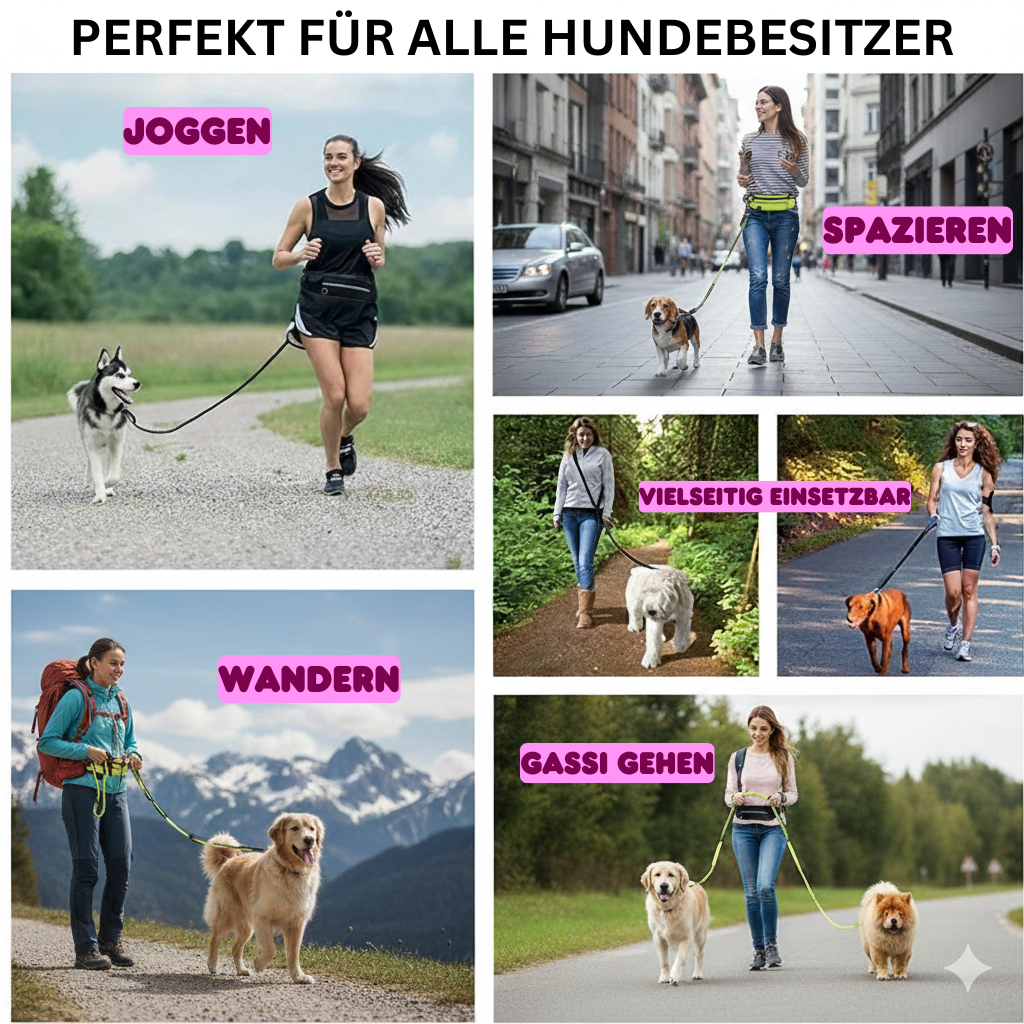Premium Jogging-Leine mit Bauchgurt – Freihändiges Training für Sie & Ihren Buddy